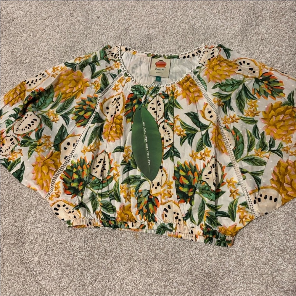 Farm Rio NWT Biriba Cropped Multi Color Tropical Top Size S Resortwear Summer - Picture 4 of 9